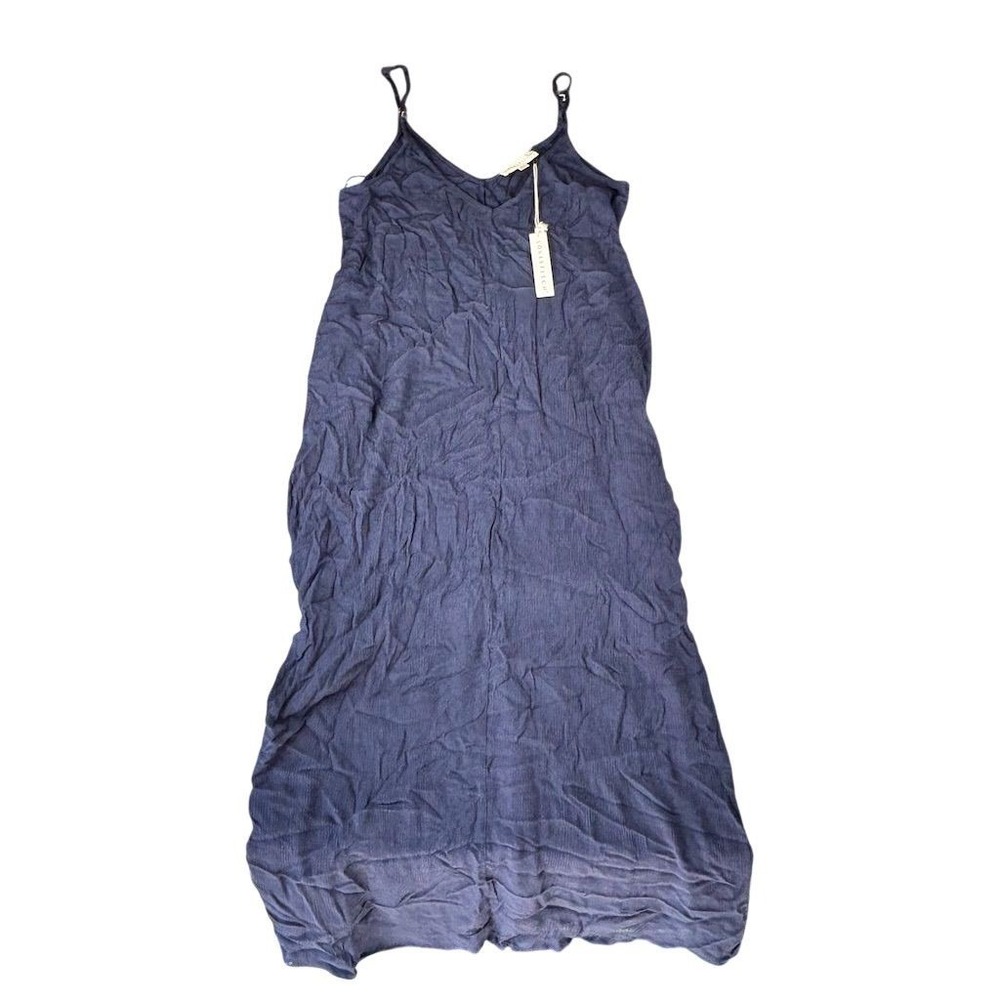 Love Stitch  Women's Blue Crinkle Slip Midi‎ Dress Size S